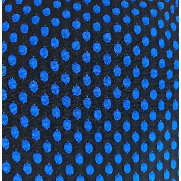 41 Hawthorne Sz L Black Blue Polka Dot Pleated Fit and Flare Sundress Knit Dress - Picture 3 of 12